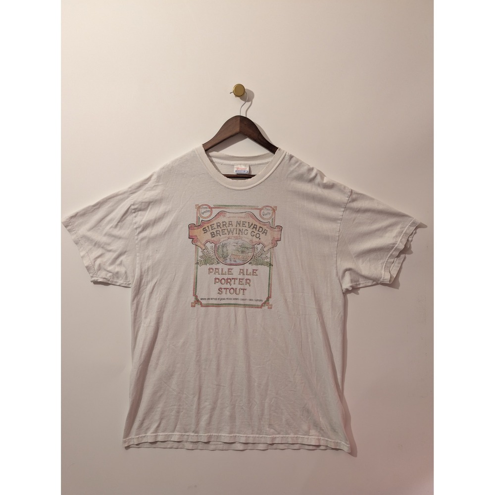 Hanes Sierra Nevada Brewing Co T-Shirt Mens XL White Fair Distressed Beer Tee
